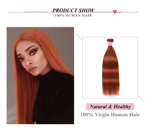 Incolorwig 100 Virgin Human Hair 350 Ginger Straight Hair Bundles 1