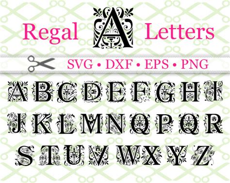 Regal Font Monogram Svg Files Cricut Silhouette Files Svg Dxf Eps Png