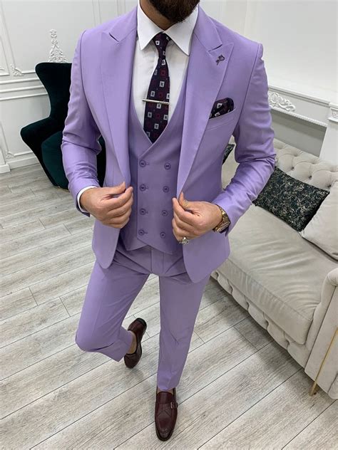 Purple Slim Fit Groom Suit For Men By