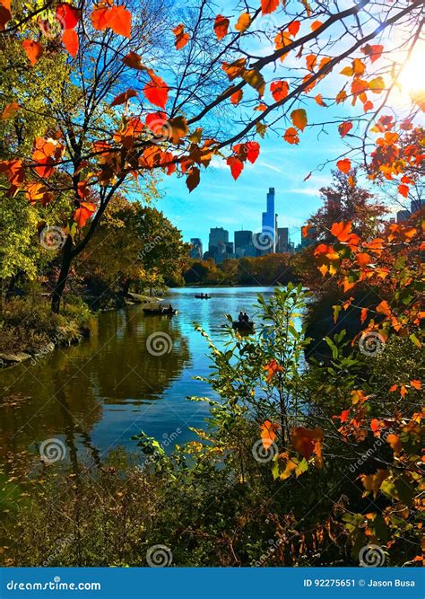 Central Park In Autumn Stock Image Image Of Scenic Skyline 92275651