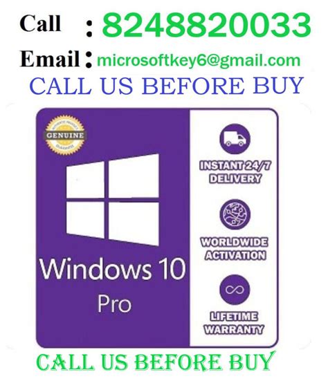 Windows 10 Pro 3264 Bit Genuine Retail License Key For Life Time
