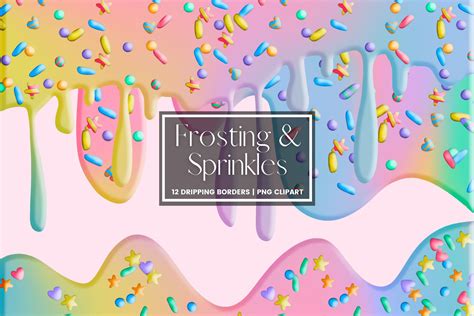Rainbow Dripping Frosting With Sprinkles Illustration Par Pixafied · Creative Fabrica