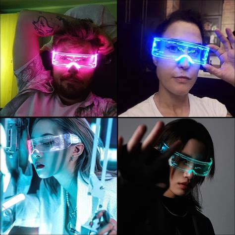 rave neon led light up glasses cyberpunk goggles futuristic electronic lights buy light up