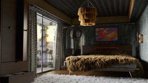 Artstation Fictional Bedroom With A Touch Of Retro Style