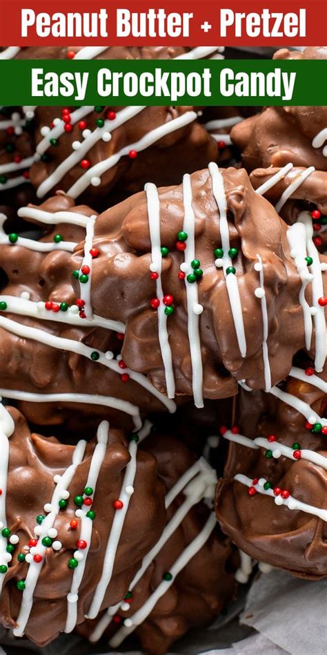 Chocolate Peanut Butter Pretzels With White And Green Sprinkles On Top