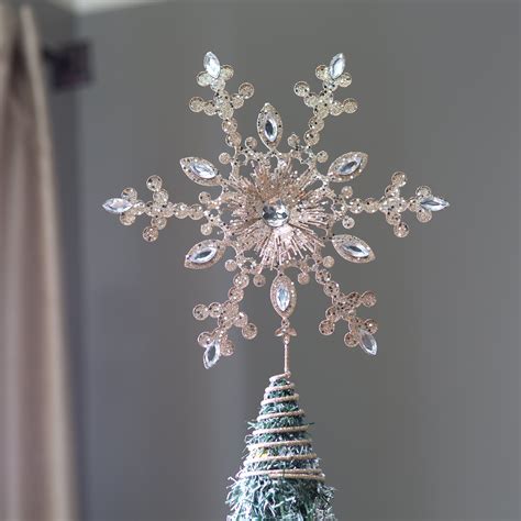 14 In Glittered Champagne Crystaled Snowflake Tree Topper Christmas