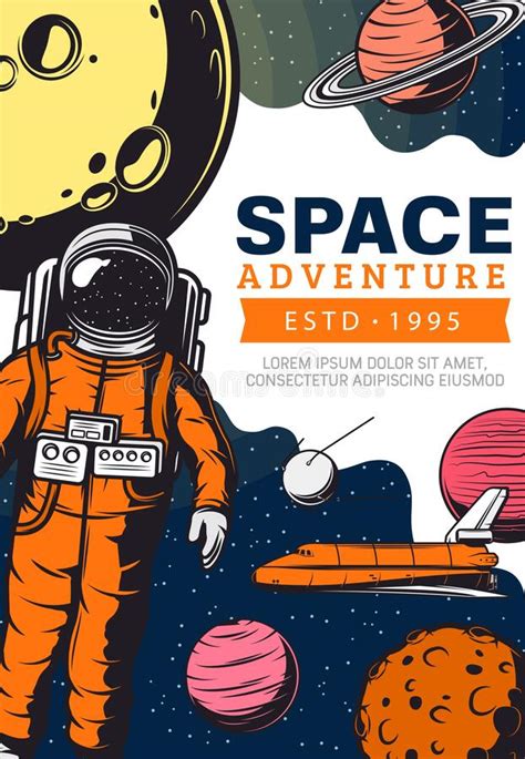 Astronauta De Aventura Espacial En Banner Vector Espacial Ilustración