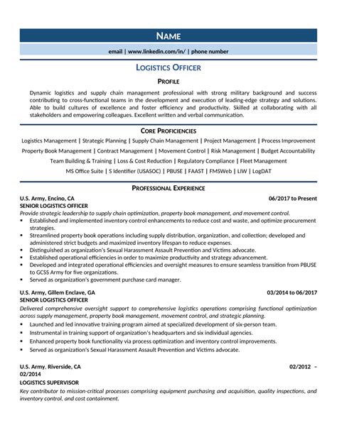Logistics Officer Resume Example And Template For 2021 Zipjob