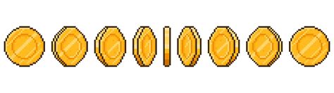 Premium Vector Pixel Art Coin Animation Game Ui Golden Coins