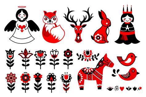 Scandinavian Folk Art Collections On Yellow Images Creative Store