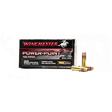 Winchester Power Point 22lr 42 Max Hp 50 Rounds Broncos Outdoors