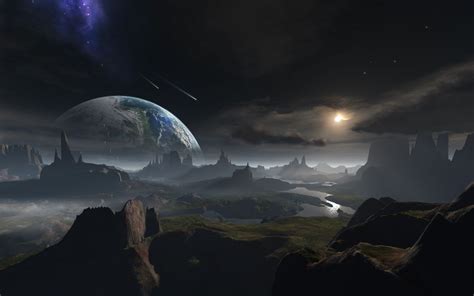 Outer Space Planets Earth Fantasy Art Science Fiction Wallpaper