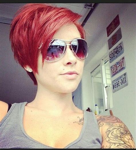 Red Pixies Pixie Haircut In 2019 Pixie Haircut For Thick Hair