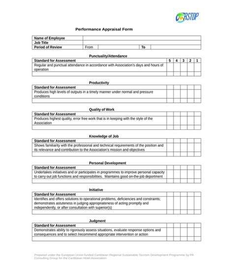 Performance Appraisal Form Template Word Hq Printable Documents Sexiz Pix