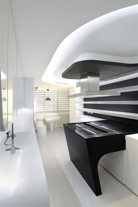 Futuristic Colorless Interiors Sci Fi Apartment