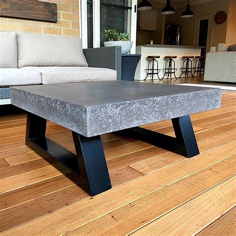 Polished Concrete Square Coffee Table Vic Ash Hardwood Base | Etsy