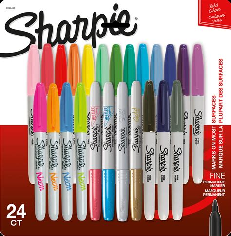 Sharpie Permanent Markers Fine Point Assorted Colors 24 Count