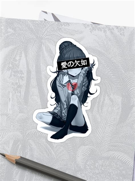 Sad Girl Anime Aesthetic Broken Heart Sticker