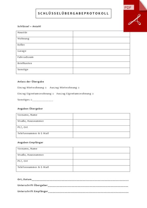 Ein übergabebeleg für eine leihe/leihgabe/verleih bzw. Schlüsselübergabeprotokoll: Kostenlose Vorlagen & die ...