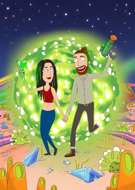 Anniversary Portrait In Rick And Morty Style Rick And Morty Personalized Art Rick And Morty