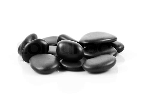 Black Massage Stones Stacked Isolated Stock Image Colourbox