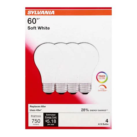 Sylvania 60 Watt A19 Frosted Soft White Halogen Light Bulbs Shop Home