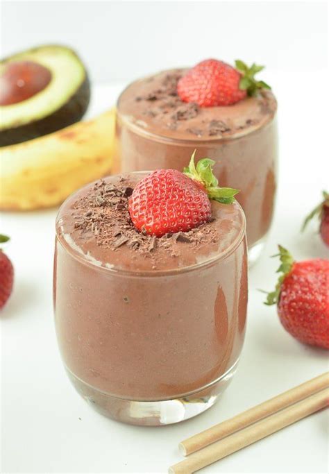 Healthy Chocolate Strawberry Smoothie With Avocado Vegan Healthy Easy