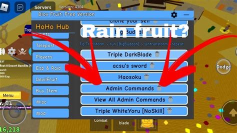 Mobile Blox Fruit HOHO HUB Script RAIN FRUIT AUTO FARM ADMIN COMMAND ESP FRUIT AND PLAYER