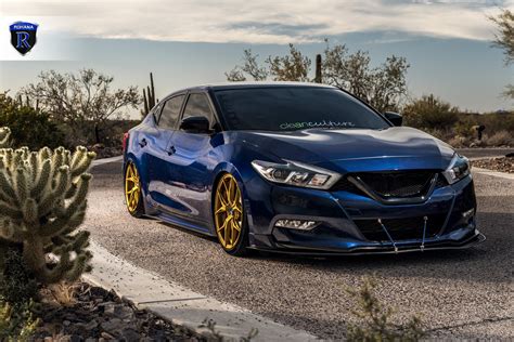Gold Rohana Wheels Add A Touch Of Luxury To Blue Nissan Maxima — Carid