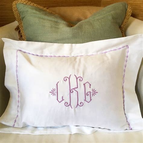 Monogram Boudoir Pillow Sham With Custom Embroidered Border Monogram