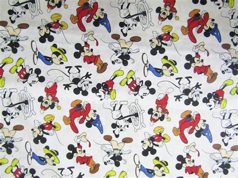 Disney Mickey Mouse Fabric 100 Cotton Fabric By The Yard Etsy