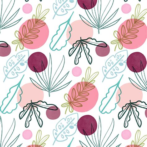 Girly Pattern With Leaves And Shapes 229711 Vector Art At Vecteezy