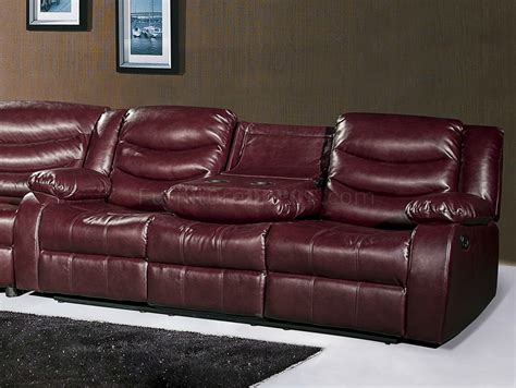 Gramercy 644 Motion Sectional Sofa In Burgundy Bonded Leather