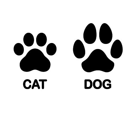 Just draw an imaginary line down the centre of the track, then compare the right and left sides. Dog And Cat Paw Print Stock Illustration - Download Image ...