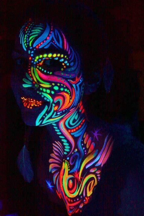 Glow In The Dark Neon Halloween Makeup Face Paint Uv Makeup Neon
