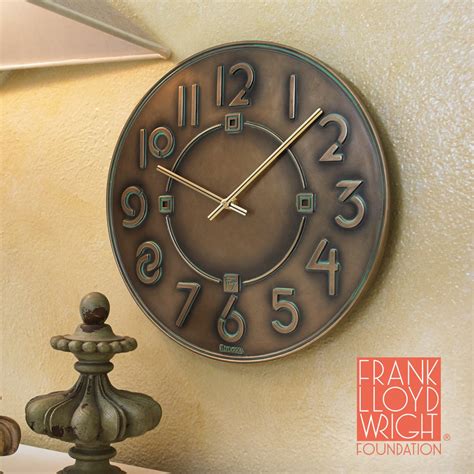 Bulova Clocks C3333 Frank Lloyd Wright Exhibition Antique Bronze 12