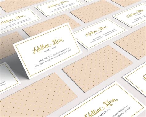 Golden Glitter Business Card Design Polka Dots Soft Colors