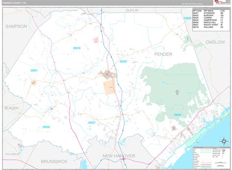 Pender County Wall Map Premium Style