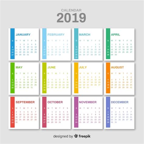 Calendario 2019 Vector Gratis