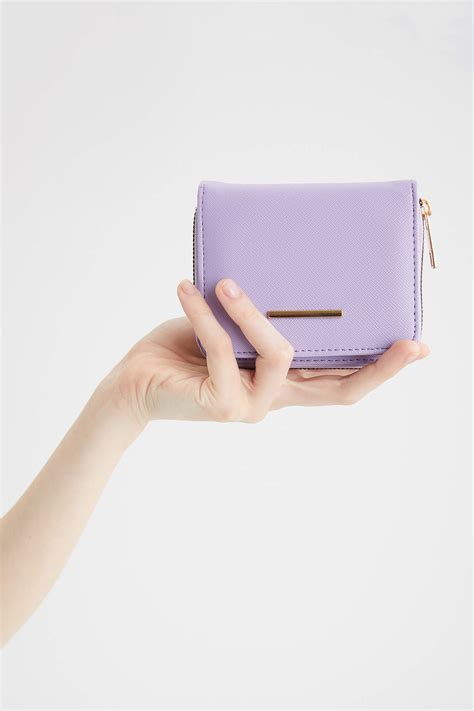 Purple Woman Womens Faux Leather Zipper Wallet 2317359 Defacto