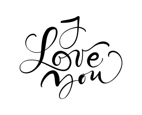 I Love You Vector Calligraphy Text Hand Drawn Valentines Day Romantic