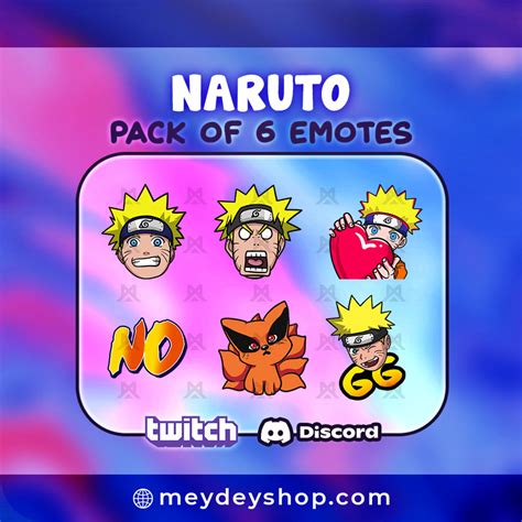 6 Emotes Pack Naruto Twitch Discord Streaming Streamer Etsy