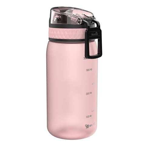 Ion8 Pod Bpa Free Water Bottle 350ml Frosted Rose Quartz On And Off