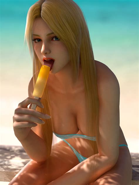 Rule 34 1girls 3d 3d Artwork Beach Bikini Blonde Female Blonde Hair