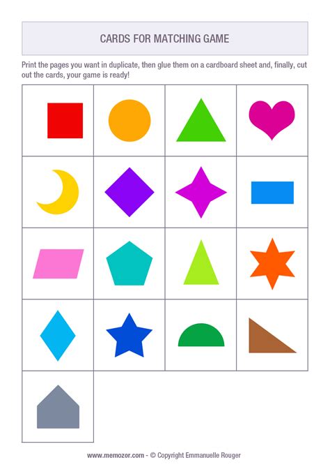 Match The Shapes Memory Games For Kids Download Free Printables