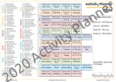 New 2020 Activity Planner Mindingkids