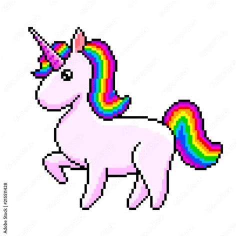 Pixel Cute Unicorn Isolated Vector Stock Vector Adobe Stock