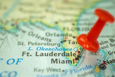Location Ft Lauderdale City In Florida Map With Red Push Pin Pointing