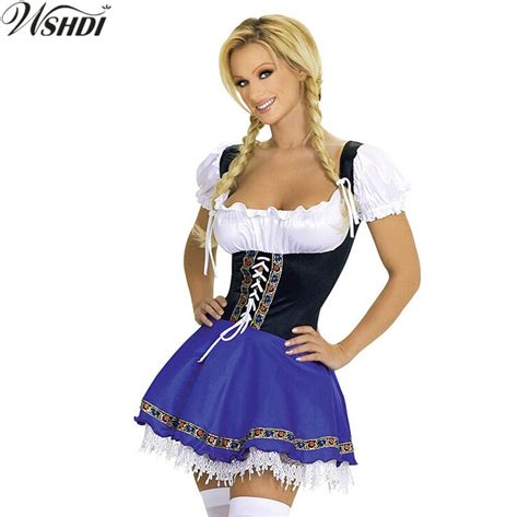 s xxxl sexy blue oktoberfest beer maid costume german bavarian beer girl wench maiden dirndl