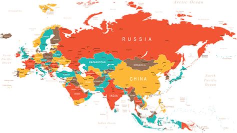 Eurasia Mapa Colorido Arte Vetorial De Stock E Mais Imagens De Oceano